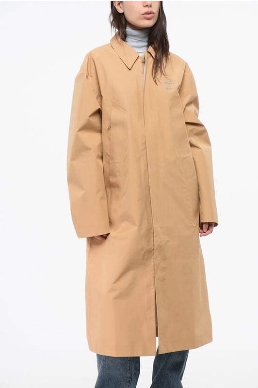 Herfst-Winter, Bruin, Logo, Lange mouwen, Opdruk, Ritssluiting, 4 zakken, Binnenzak, Ongevoerd, Enkelrijsjas, Zak met ritssluiting, Sluiting aan de voorkant, Verborgen sluiting, Gemaakt in Portugal, P694844