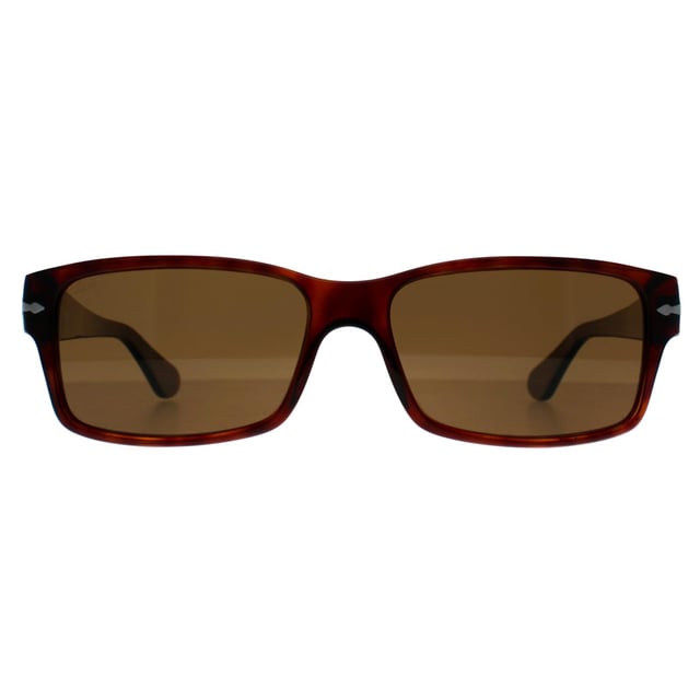 Persol Rectangle Mens Havana Brown Polarized PO2803S  Sunglasses are a classic Persol shape with double stripe on the arms and Persol's instantly recognisable supreme arrow on the temple.