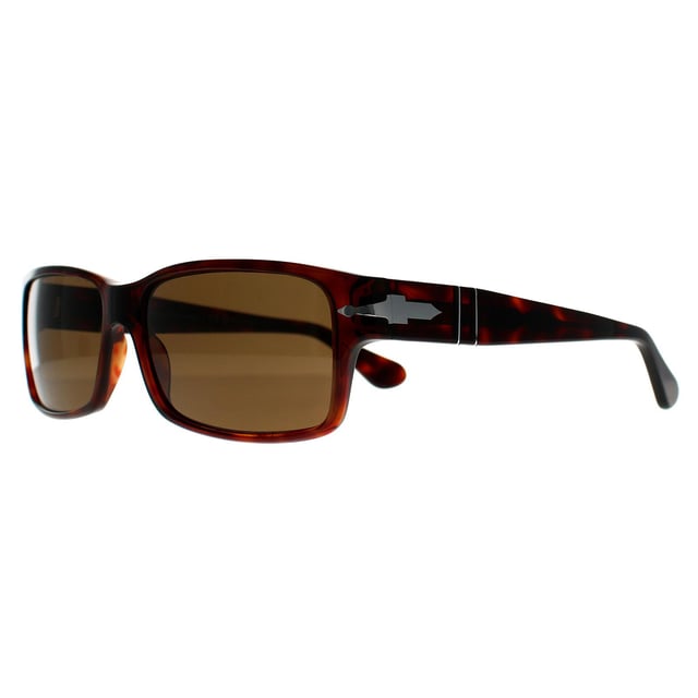 Persol Rectangle Mens Havana Brown Polarized PO2803S  Sunglasses are a classic Persol shape with double stripe on the arms and Persol's instantly recognisable supreme arrow on the temple.