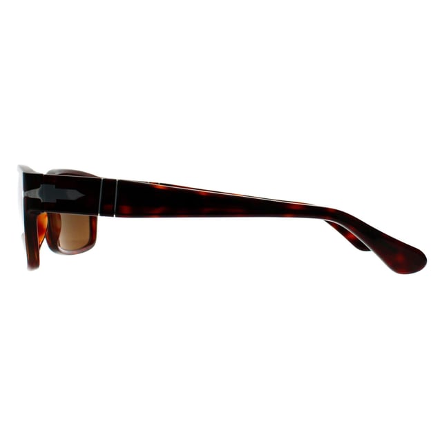 Persol Rectangle Mens Havana Brown Polarized PO2803S  Sunglasses are a classic Persol shape with double stripe on the arms and Persol's instantly recognisable supreme arrow on the temple.