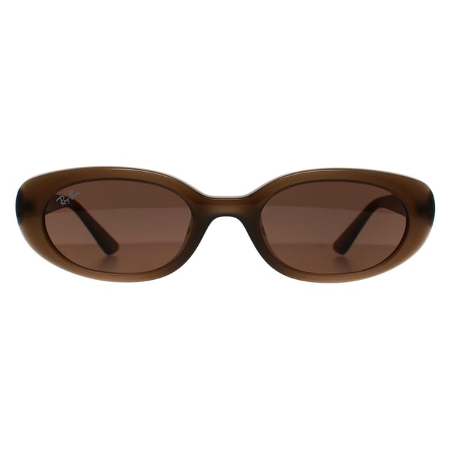 Ray-Ban Oval Womens Matte Opal Brown Dark Brown RB4441D Bio Based Sunglasses feature a modern, oversized square shape made from bio-based materials, offering a sustainable update to a bold street-style look. With clean lines, sculpted temples, and signature Ray-Ban detailing, they deliver standout style with lightweight comfort and eco-conscious appeal.