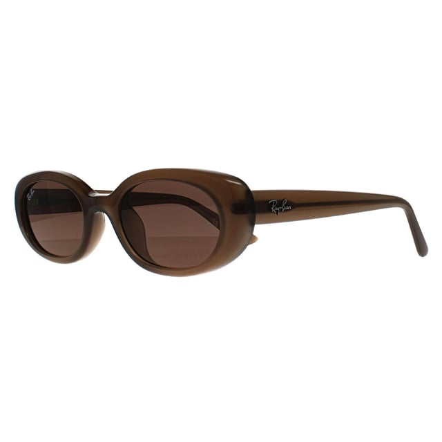 Ray-Ban Oval Womens Matte Opal Brown Dark Brown RB4441D Bio Based Sunglasses feature a modern, oversized square shape made from bio-based materials, offering a sustainable update to a bold street-style look. With clean lines, sculpted temples, and signature Ray-Ban detailing, they deliver standout style with lightweight comfort and eco-conscious appeal.