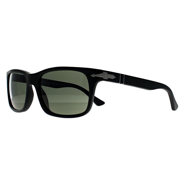 Persol Rectangle Mens Black Green Polarized PO3048S  Sunglasses feature a modern, bold frame with smooth curves and iconic Persol styling. Perfect for fashion forward individuals, these sunglasses provide superior protection while making a striking statement.