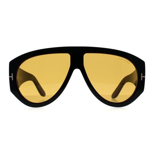 Tom Ford Aviator Mens Shiny Black Brown Bronson FT1044  Sunglasses offer a bold aviator style with a modern twist. Crafted from high-quality acetate, they feature a full-rim frame and the signature metal 'T' logo on the temples. Designed for comfort and durability, these sunglasses provide 100% UV protection