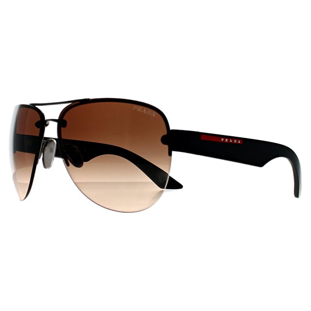 Prada Sport Aviator Mens Gunmetal Brown Gradient PS55YS  Sunglasses combine a sleek, modern design with luxury craftsmanship. Featuring a sophisticated frame, these sunglasses add an upscale touch to any outfit while ensuring your eyes are shielded from the sunâ€™s rays.