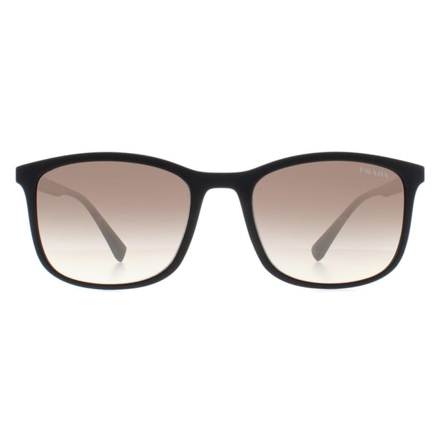 Prada Sport Rectangle Mens Black Rubber Grey Gradient PS01TS  Sunglasses offer a refined, fashion forward frame with bold lines and modern details. Perfect for individuals who appreciate chic design and superior craftsmanship, these sunglasses elevate any look while keeping you protected from the sun.