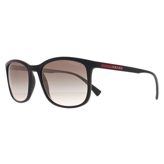 Prada Sport Rectangle Mens Black Rubber Grey Gradient PS01TS  Sunglasses offer a refined, fashion forward frame with bold lines and modern details. Perfect for individuals who appreciate chic design and superior craftsmanship, these sunglasses elevate any look while keeping you protected from the sun.