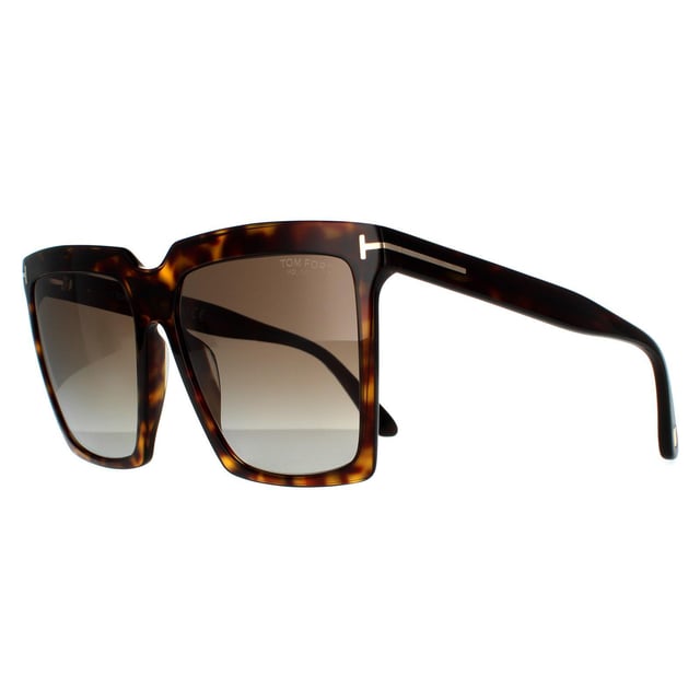 Las gafas de sol Tom Ford Square Womens Dark Havana Brown Sabrina 02 FT0764 son un estilo cuadrado muy atrevido con esquinas angulares para un look moderno y fuerte.