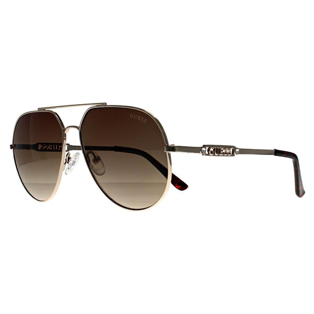 Guess Aviator Womens Gold Brown GF6195  Sunglasses feature smooth lines and a flattering frame. Ideal for everyday use, they bring an elevated touch to any outfit.
