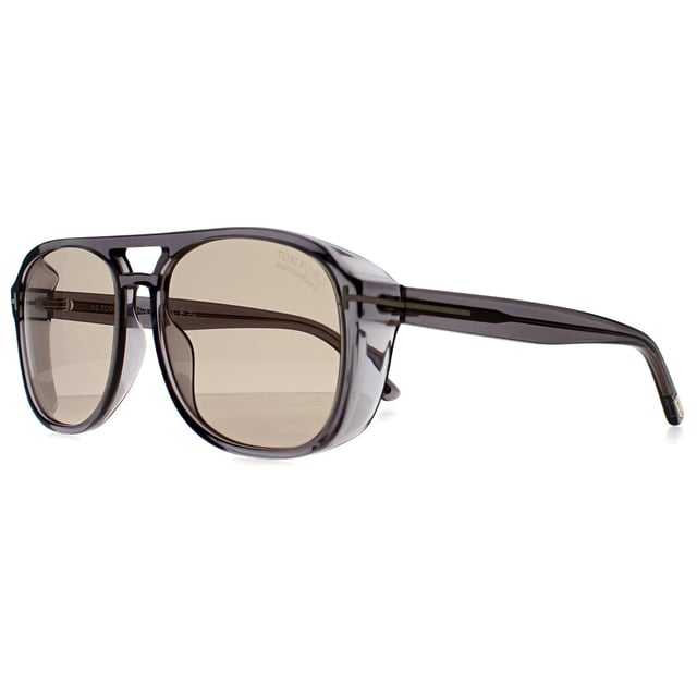 Tom Ford Aviator Mens Grey Crystal Light to Dark Brown Photochromic Rosco FT1022  Sunglasses blend classic aviator style with a modern edge. Featuring a bold double bridge and the signature T logo on the temples, they offer a sophisticated and confident look. Made from high-quality acetate, theyâ€™re lightweight, durable, and perfect for everyday wear.