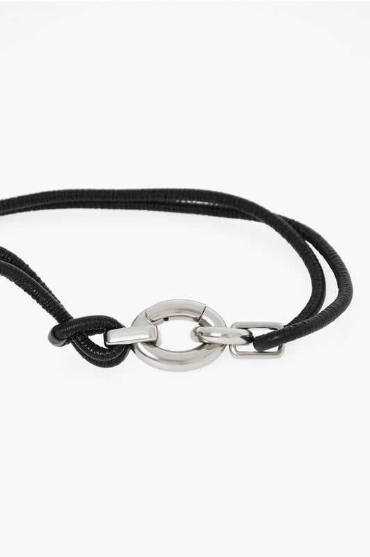 Schwarz, Leder, Metall, Made in Italy, FRAUENTAG, Einfarbig, Logo, Frühling-Sommer, ST VALENTINE, P542776, Abgebildete Größe: S - Länge: 32cm - Höhe: 1cm