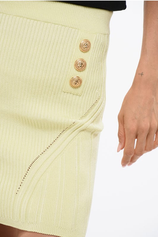 Otoño-Invierno, Amarillo, Elástico, Botones, Hecho en Italia, Estilo lápiz, Casual, P692603