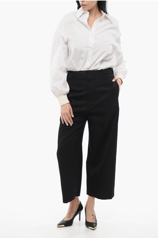 Primavera-Verano, Negro, Cintura alta, Cierre oculto, Lana, Hecho en Italia, 4 bolsillos, Trabillas para cinturón, Corte recto, VUELTA A LA OFICINA, P652729