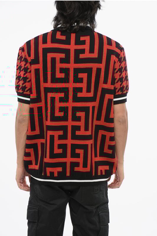 Otoño-Invierno, Negro, Rojo, Botones, Manga corta, Logotipo, Estampado, Hecho en Francia, Punto, Cuello alto, Encanto francés, P692556