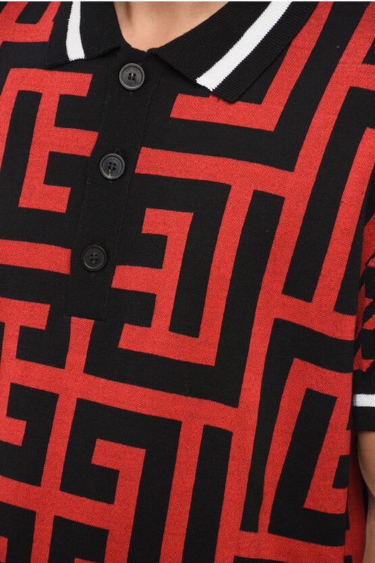 Otoño-Invierno, Negro, Rojo, Botones, Manga corta, Logotipo, Estampado, Hecho en Francia, Punto, Cuello alto, Encanto francés, P692556