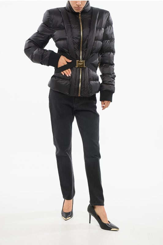 Herbst-Winter, Schwarz, Reißverschluss, Lange Ärmel, Gürtel, Steppfutter, Logo, 2 Taschen, Gefüttert, Innentasche, Made in Italy, Frontverschluss, FRENCH CHARM, P692747