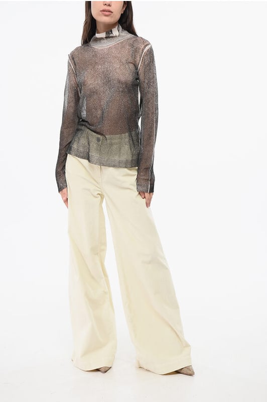 Primavera-Verano, Gris, Mangas largas, Punto ligero, Hecho en Italia, Cuello alto, Punto, P655733