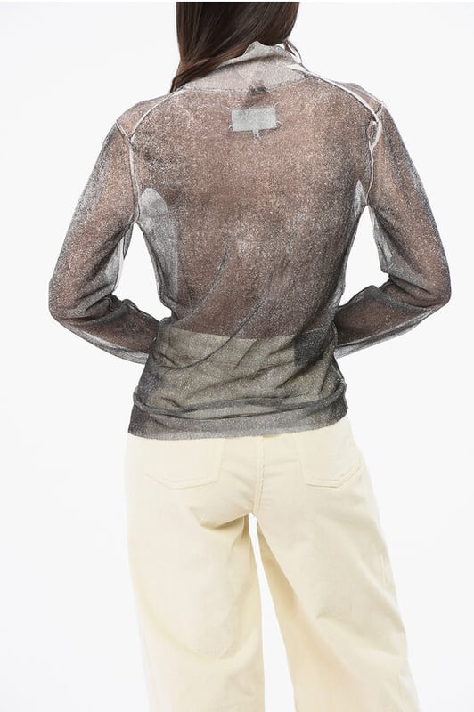 Primavera-Verano, Gris, Mangas largas, Punto ligero, Hecho en Italia, Cuello alto, Punto, P655733