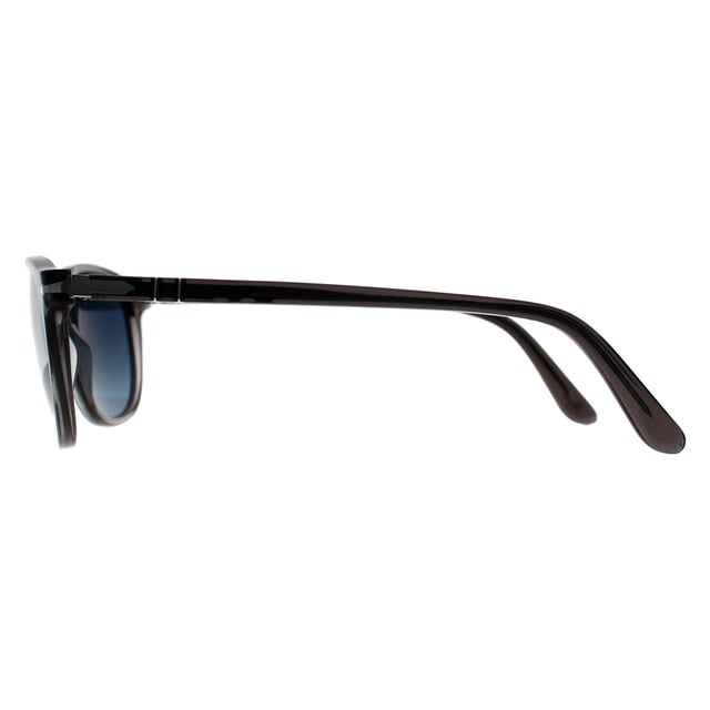 Persol Square Mens Transparent Grey Blue Gradient Polarized PO3019S  Sunglasses have a round lens shape with the typical Persol style and feature the usual Persol arrow motif on the temple. The keyhole type bridge shape is also featured and this look is very much in at the moment.