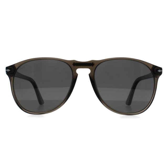 Persol Aviator Mens Smoke Black Polarized PO9649S  Sunglasses are a slimmer version of the massively popular 0649 model with the Victorflex flexible bridge with one of the very first keyhole shaped bridge designs copied here. This Terra Di Sienna model is from the vintage collection with vintage acetate and the techniques that made them revived for an authentic and extremely high quality finish.