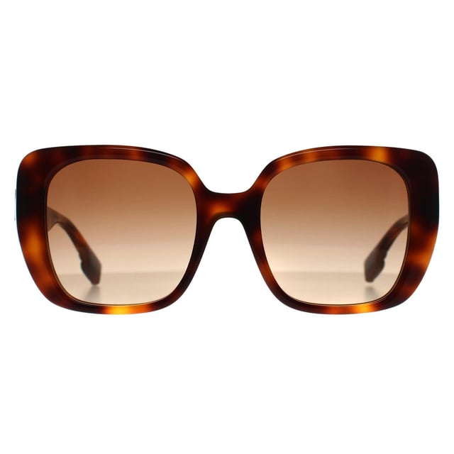 Burberry Square Womens Light Havana Brown Gradient BE4371  Sunglasses are a glamorous square design for anyone who wants to elevate their look. These sunglasses feature a bold frame with a thick acetate construction that adds durability and comfort. The Burberry logo is subtly incorporated on the temples, adding a touch of luxury to the design.