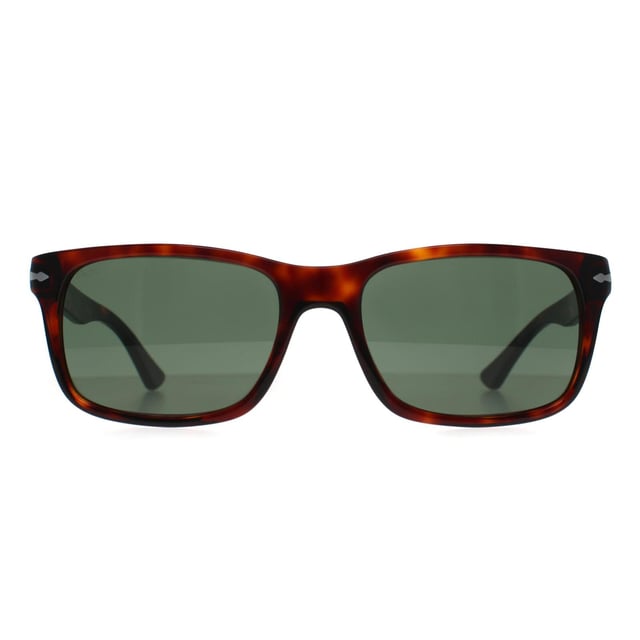 Persol Rectangle Mens Havana Green PO3048S  Sunglasses feature a modern, bold frame with smooth curves and iconic Persol styling. Perfect for fashion forward individuals, these sunglasses provide superior protection while making a striking statement.