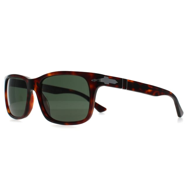 Persol Rectangle Mens Havana Green PO3048S  Sunglasses feature a modern, bold frame with smooth curves and iconic Persol styling. Perfect for fashion forward individuals, these sunglasses provide superior protection while making a striking statement.