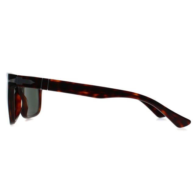 Persol Rectangle Mens Havana Green PO3048S  Sunglasses feature a modern, bold frame with smooth curves and iconic Persol styling. Perfect for fashion forward individuals, these sunglasses provide superior protection while making a striking statement.