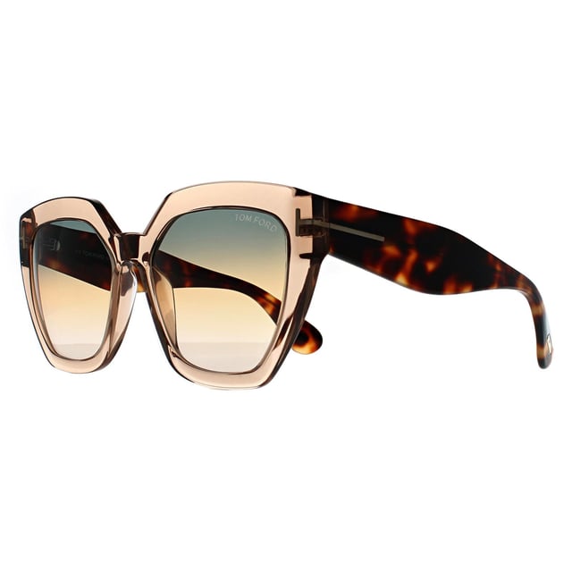 Tom Ford Cat Eye Womens Shiny Light Brown Blue Gradient FT0939 Phoebe  Sunglasses feature wide winged temples on this strong cat eye style with a very bold silhouette