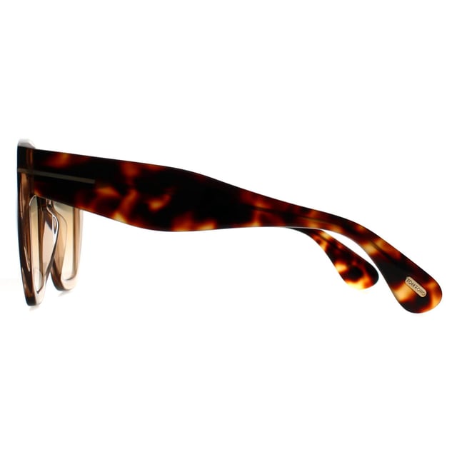 Tom Ford Cat Eye Womens Shiny Light Brown Blue Gradient FT0939 Phoebe  Sunglasses feature wide winged temples on this strong cat eye style with a very bold silhouette