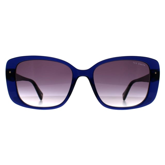 Las gafas de sol Ted Baker Square Womens Gloss Crystal Navy Grey Gradient TB1740 Penelope presentan una atrevida montura de acetato con forma de mariposa que combina durabilidad y comodidad. Incluyen un sutil detalle floral en el interior de las patillas, que añade un toque de elegancia a un diseño clásico y versátil adecuado para el día a día.