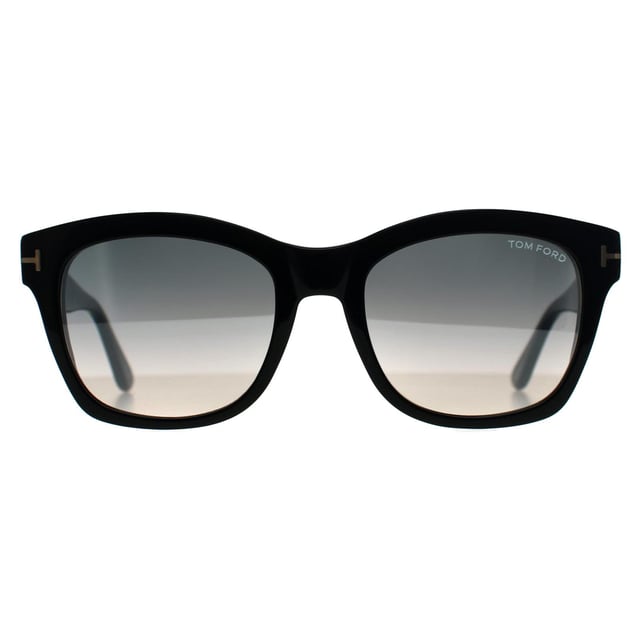 Tom Ford Square Womens Shiny Black Grey Mirrored Lauren FT0614  Sunglasses showcase a bold, oversized square silhouette that exudes vintage-inspired glamour. Crafted from high-quality acetate, they feature sleek, sculpted lines and signature â€œTâ€ temple detailing for a distinctive, luxurious finish. Combining comfort with statement-making style, these frames are a standout accessory for confident, fashion-forward wear.