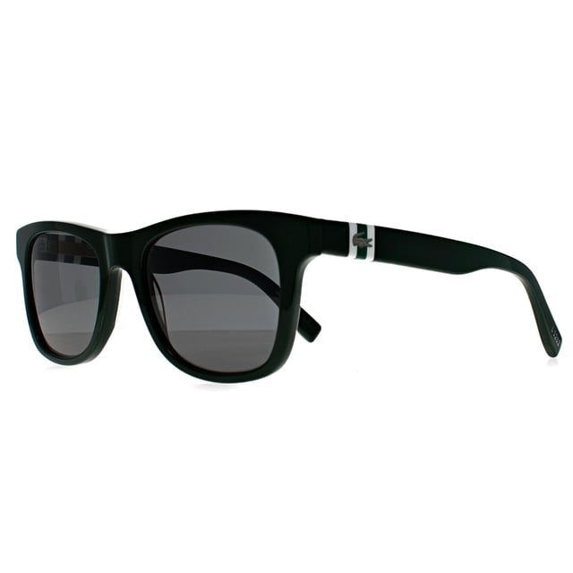 Lacoste Rectangle Mens Green Blue L978S  Sunglasses are a classic wayfarer style featuring the Lacoste crocodile logo across a white and green stripe design on the temples