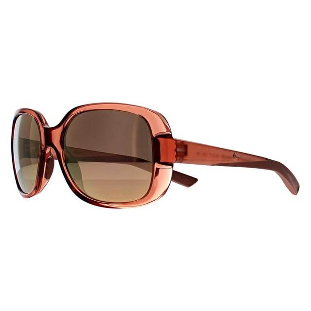 Nike Butterfly Womens Fossil Rose Rose Gold Mirror Audacious S FD5094  Sunglasses feature an oversized, full-frame design crafted from bio-injected plastic for lightweight durability. Designed with a saddle bridge and straight temples enhanced with grip detailing, they offer both comfortable wear and secure fitâ€”ideal for sporty, fashion-forward looks.