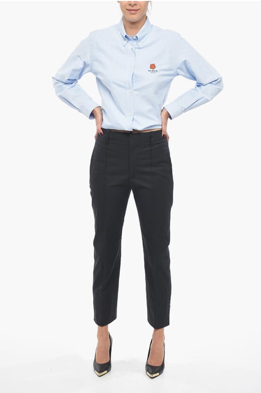 Lente-Zomer, Blauw, 4 zakken, Contrasterende stiksels, Chiffon, Gemaakt in Italië, Zak met ritssluiting, Opgezette zak, Sluiting aan de voorkant, Ritssluiting, P568679
