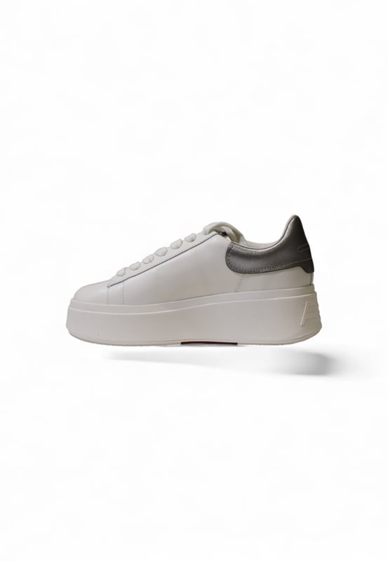 White leather and fabric sneakers with rubber sole
  Article code: MOBY
  Color: white
  Fastening: laces
  Season: fall/winter
  Composition: 80% leather 20% fabric
  Gender: women
Material: Leather upper  rubber sole
