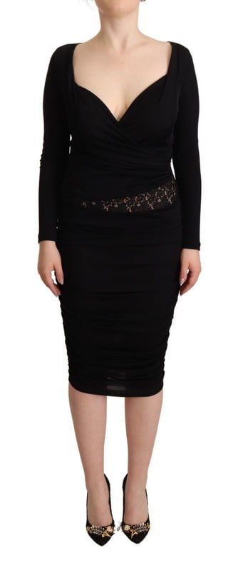 Brand: GF FERRE
  Condition: Brand new with tags
  Style: Sheath dress
  Sleeve length: Long sleeves
  Neckline: Sweetheart
  Color: Black
  Logo details
  Suitable for: Women
Material: Cotton