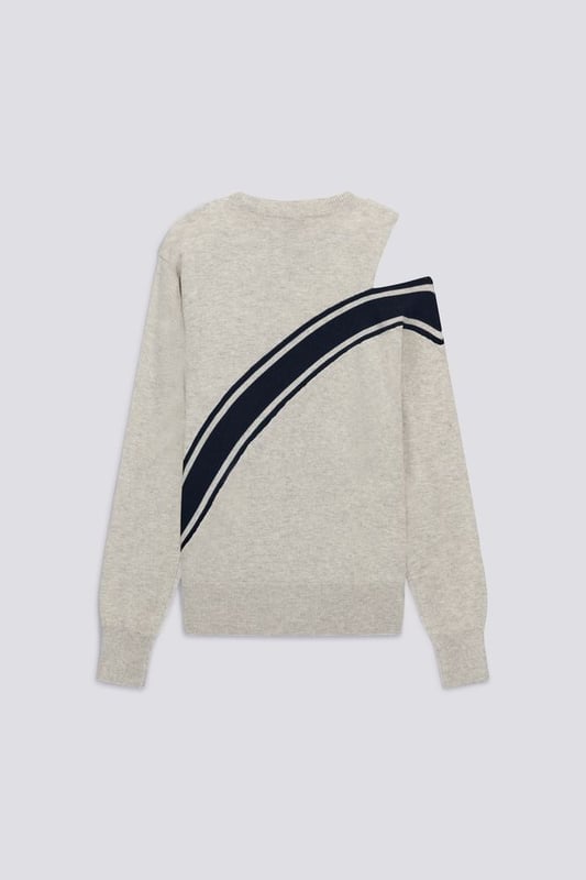 Un compañero versátil para los looks diarios, este jersey presenta un estampado diagonal y un hombro recortado. Imprescindible para un fondo de armario de temporada con un aire sporty chic.   Características principales:  Mezcla de viscosa y cachemira Corte recto Estampado diagonal de intarsia Corte en el hombro derecho