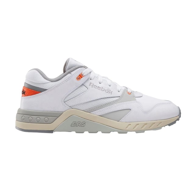 Reebok - "ERS 4000" Sneaker für Herren/Damen Unisex, Leder (Weiß/Grau) Obermaterial: Leder. Marke: Reebok. Einlegesohle: Synthetischer Stoff. Mittelsohle: EVA (Ethyl-Vinylacetat). Laufsohle: Gummi. Ösen: 6. Absatz: Flach. niedrig geschnitten. Design: Blockfarben, Logo. Zehenstil: Rund. Zum Schnüren.