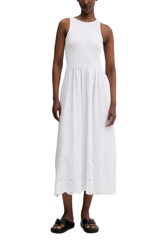 Brand: Desigual
  Gender: Women
  Type: Dresses
  Season: Spring/Summer
  Color: white
  Sleeves: straps
  Neckline: round neck
  Article code: 25SWVK58
  Composition: 99% cotton 1% elastane
  Washing: machine wash at 30Â°
Material: Cotton