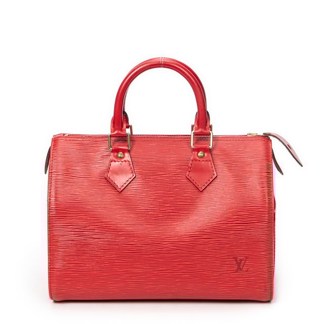 Louis Vuitton Bags Speedy 25 Handbag in Red Epi and Golden Brass hardware. The product is in Excellent Condition (A).
  Accessories Included: None
  Exterior Notes: Slight stains
  BrandCo Paris finds rare and top condition items at great deals, they are worth your patience!
  Shop with confidence - All BrandCo Paris items are carefully selected and authenticated by our team of experts.
  All the items come with an authenticity certificate and packaging delivered by BrandCo Paris.
  Item Condition Grading Table
    N  (Like New)
    AA (Perfect Condition)
    A  (Excellent Condition)
    AB (Very Good Condition)
    B  (Good/Fair)