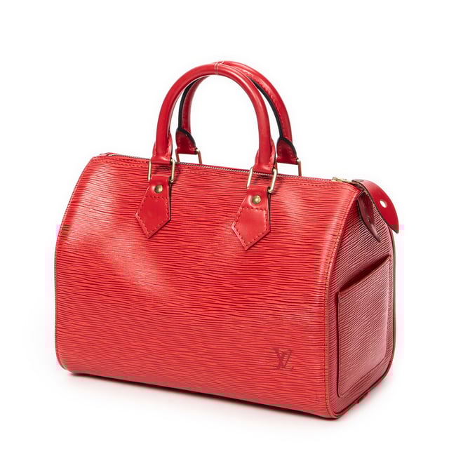 Louis Vuitton Bags Speedy 25 Handbag in Red Epi and Golden Brass hardware. The product is in Excellent Condition (A).
  Accessories Included: None
  Exterior Notes: Slight stains
  BrandCo Paris finds rare and top condition items at great deals, they are worth your patience!
  Shop with confidence - All BrandCo Paris items are carefully selected and authenticated by our team of experts.
  All the items come with an authenticity certificate and packaging delivered by BrandCo Paris.
  Item Condition Grading Table
    N  (Like New)
    AA (Perfect Condition)
    A  (Excellent Condition)
    AB (Very Good Condition)
    B  (Good/Fair)