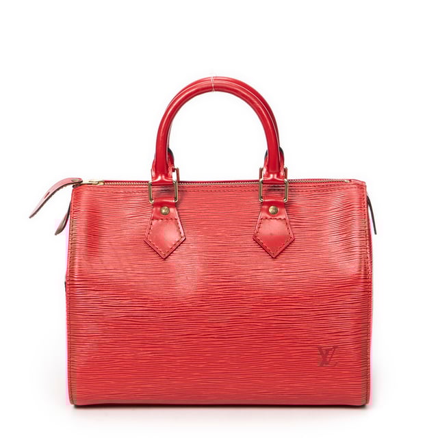 Louis Vuitton Bags Speedy 25 Handbag in Red Epi and Golden Brass hardware. The product is in Excellent Condition (A).
  Accessories Included: None
  Exterior Notes: Slight stains
  BrandCo Paris finds rare and top condition items at great deals, they are worth your patience!
  Shop with confidence - All BrandCo Paris items are carefully selected and authenticated by our team of experts.
  All the items come with an authenticity certificate and packaging delivered by BrandCo Paris.
  Item Condition Grading Table
    N  (Like New)
    AA (Perfect Condition)
    A  (Excellent Condition)
    AB (Very Good Condition)
    B  (Good/Fair)