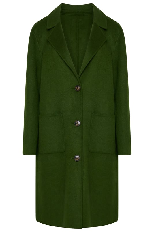 Esme Wool-Rich Coat in Green.

Brighten grey days with bold colour and clean tailoring. The Esme Coat is a hand-finished, single-breasted piece crafted in a premium wool-rich blend. Designed without lining for a softer drape and lighter layering, it features three classic horn-effect buttons and oversized patch pockets for a modern, utility-inspired edge.

Main Fabric 42 % Wool 52% Polyester 4% viscose 2% acrylic.

Dry clean only.

Iron on cool setting.

Do not bleach.

Do not tumble dry.