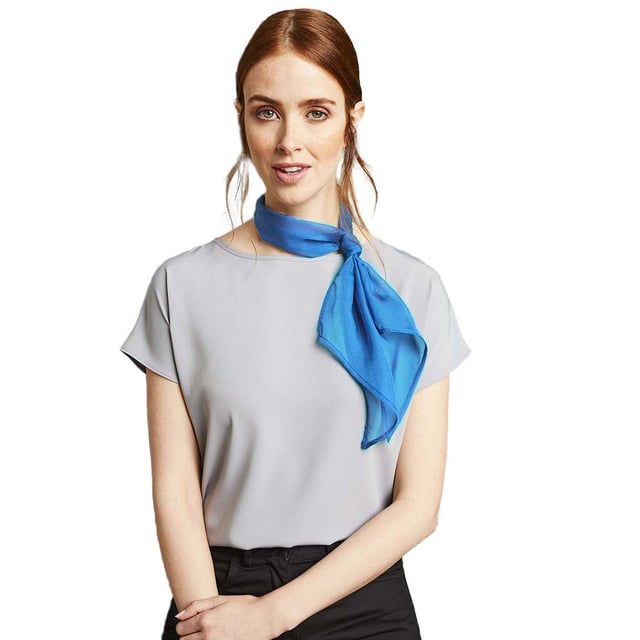 Lichte en glanzende dames chiffonsjaal. Aanvullingen mannen PR750 stropdas. Stof 100% Polyester, Chiffon weven Gewicht40gsm. Een maat - Breedte 6.5/16.5cm, Lengte 38.5/98cm.