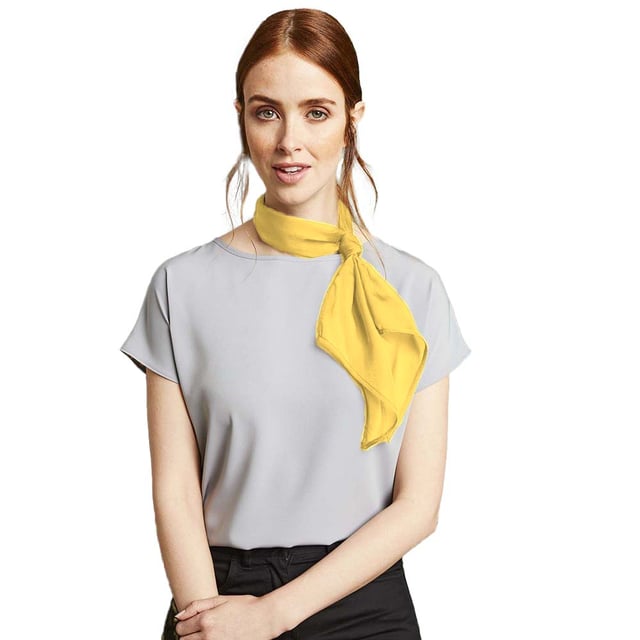 Lichte en glanzende dames chiffonsjaal. Aanvullingen mannen PR750 stropdas. Stof 100% Polyester, Chiffon weven Gewicht40gsm. Een maat - Breedte 6.5/16.5cm, Lengte 38.5/98cm.