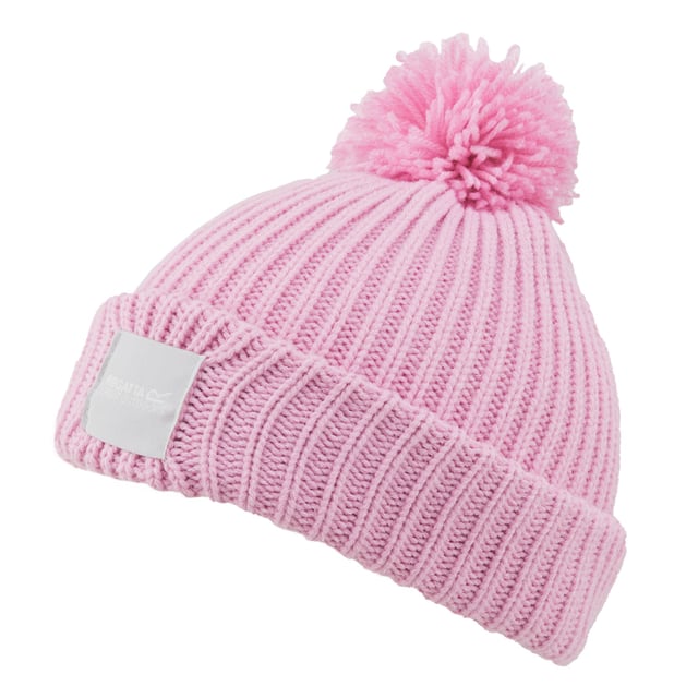 100% Acrylic. Fabric: Knitted. Design: Logo. Pom Pom, Ribbed, Turned-Back Hem.