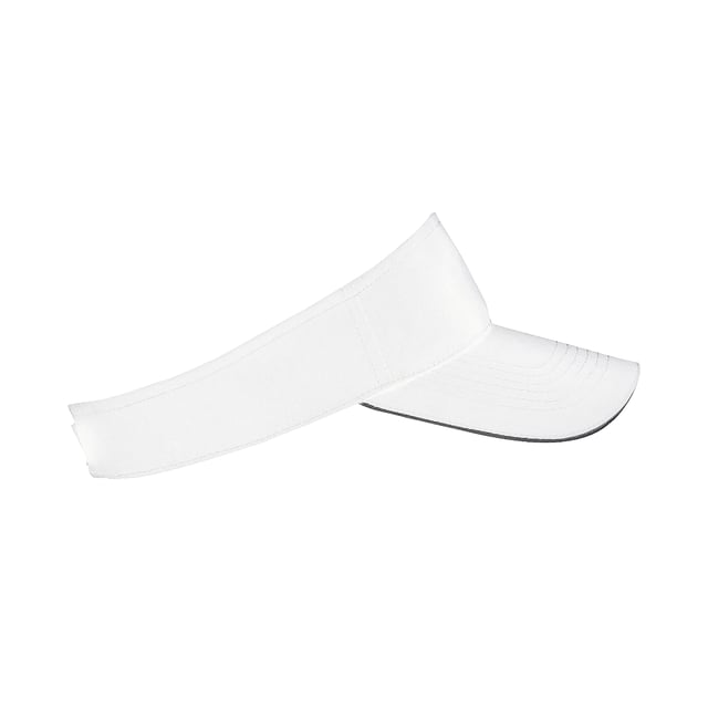 Unisex sun visor. Pre-curved contrast sandwich peak. Tear release adjustable fastening. Fabric: 100% Cotton.