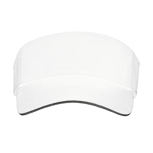 Unisex sun visor. Pre-curved contrast sandwich peak. Tear release adjustable fastening. Fabric: 100% Cotton.