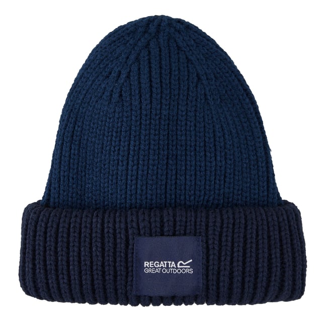 100% Acrylic. Fabric: Knitted. Design: Logo. Turned Up Cuff.